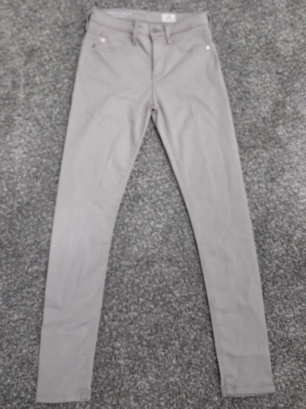 AG Adriano Goldschmied Farrah Ankle Seamless High-Rise Skinny Jeans – Light Gray
